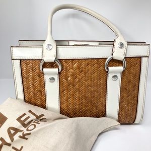 Michael Michael Kors White leather and rattan bag